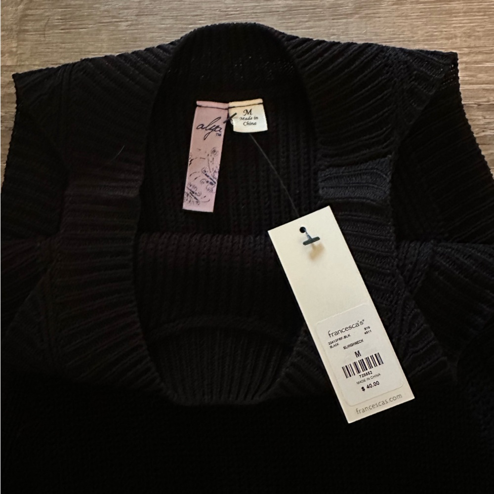 Francesca's Collections Black Ribbed Sweater - Picture 5 of 5